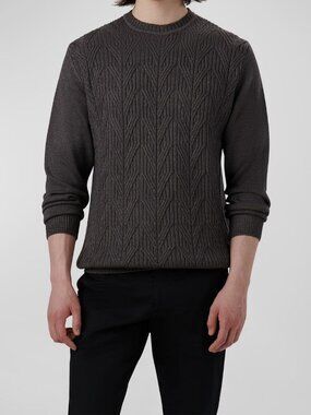 Bugatchi Men's Gray Crew Neck Long Sleeve Wool Knit Sweater Size Small